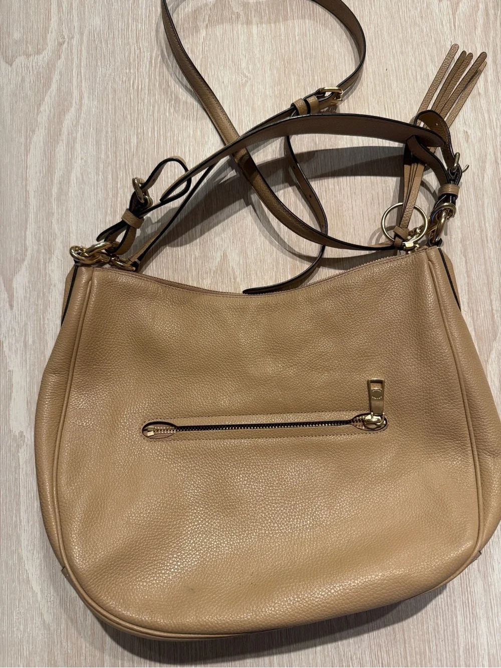 Coach Pebbled Leather Shoulder Bag in Tan